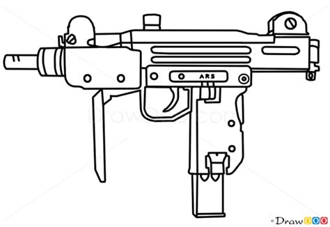How To Draw Uzi Guns And Pistols