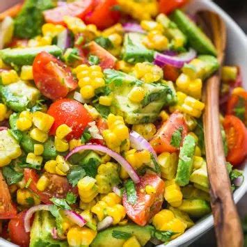 Take chicken salad to a new level with the addition of avocado. Salad Recipes - NatashasKitchen.com in 2020 | Corn avocado ...