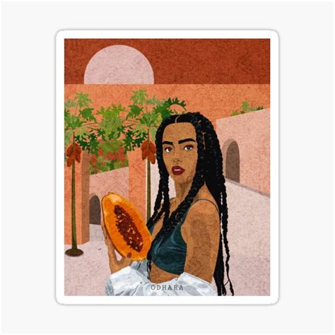 Aaliyah Black Woman Papaya Illustration Sticker For Sale By