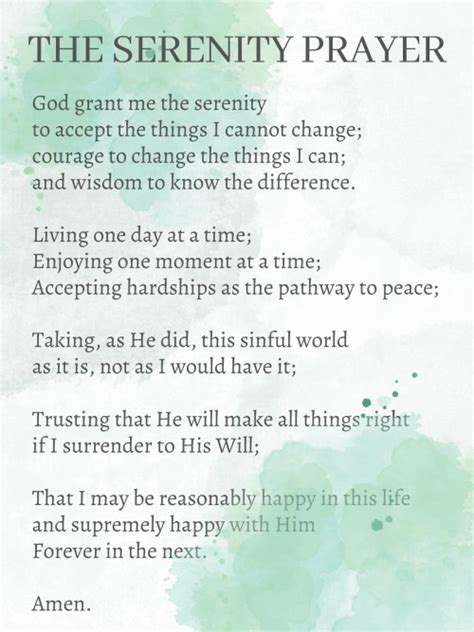 The Serenity Prayer God Grant Me The Serenity To Accept