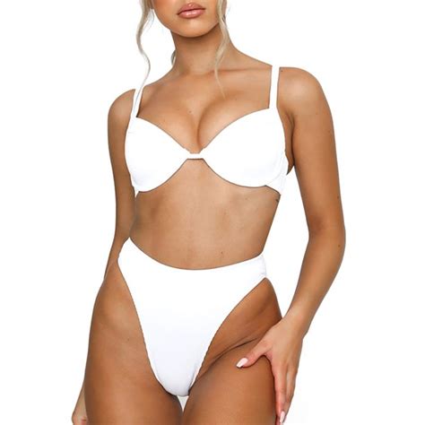 Push Up Bikini 2021 Sexier Ribbed Swimsuit Women Swimwear Two Piece Bikini Set Bathing Suit High