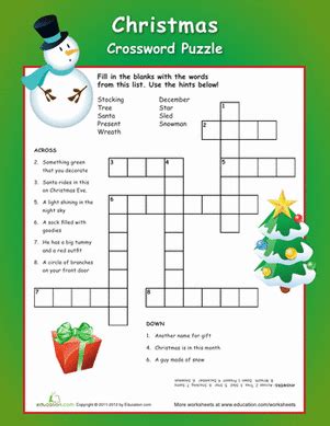 Many people like to make a variety of these sweet desserts. Christmas Crossword Puzzle | Worksheet | Education.com ...