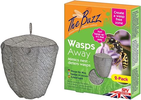 The Buzz Wasps Away 2 Pack Humane Chemical Free Wasp Deterrent Mimics Natural Wasp Nest