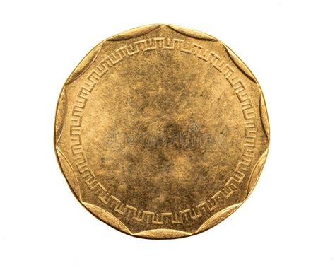 Old Empty Gold Coin On White Isolated Background Stock Photo Image Of