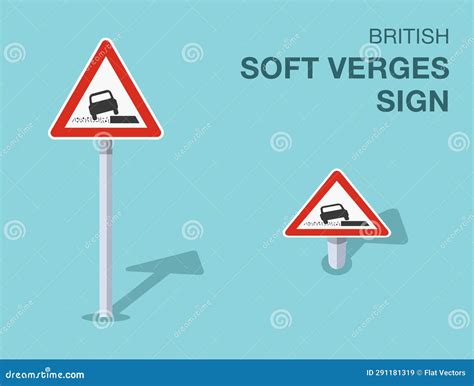 Isolated British Soft Verges Sign Front And Top View Stock Vector