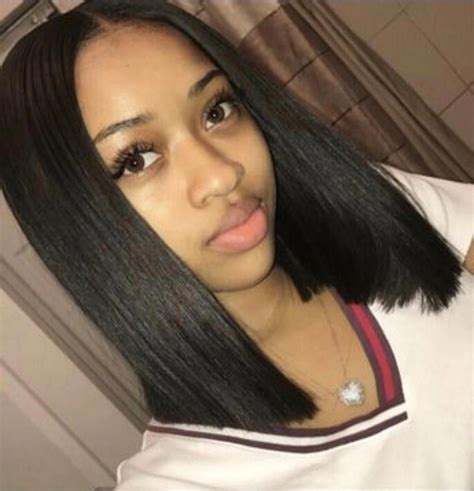 Sew In Weave Hairstyles For Black Women Short Shoulder Length With Middle Part Black Sew