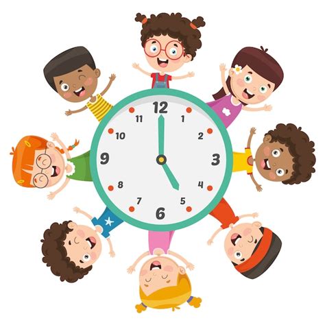 Ilustración Vectorial De Niños Mostrando El Tiempo Vector Premium