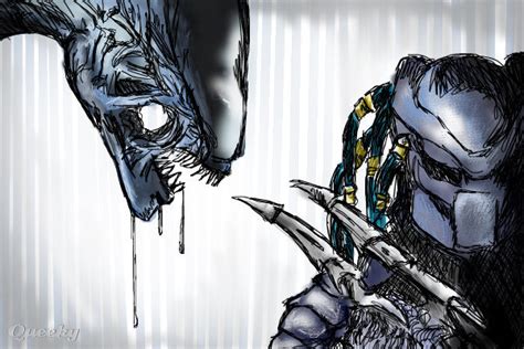 Alien Vs Predator ← A Fan Art Speedpaint Drawing By Tricked Queeky