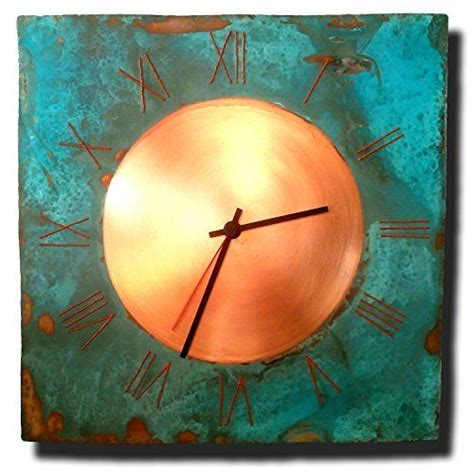 Turquoise Square Wall Clock 12 Inch Decorative Rustic Metal