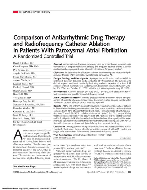 Pdf Comparison Of Antiarrhythmic Drug Therapy And Radiofrequency