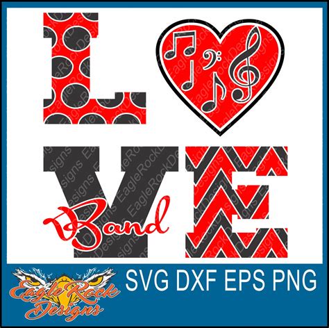 Love Band Svg Dxf Eps Png Cut File Music Notes Band