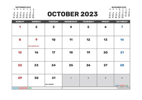 Free October 2023 Printable Calendar Pdf And Image