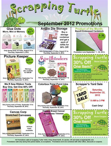 Scrapping Turtle September Promotions Flyer