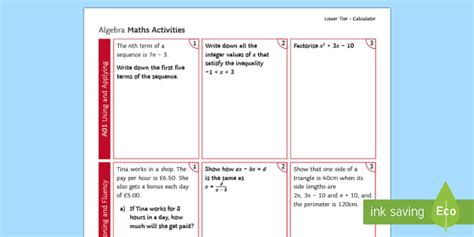 Foundation Ultimate Algebra Revision Calculator Activity Mat