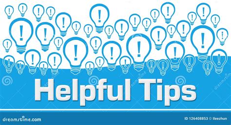 Helpful Tips Blue Background Bulbs On Top Stock Illustration