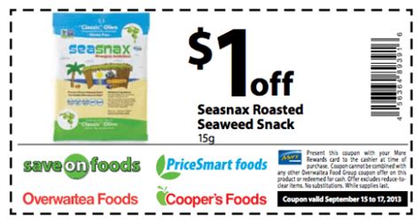 More Rewards Members Coupons: Save $1 on SeaSnax Roasted Seaweed Snack ...