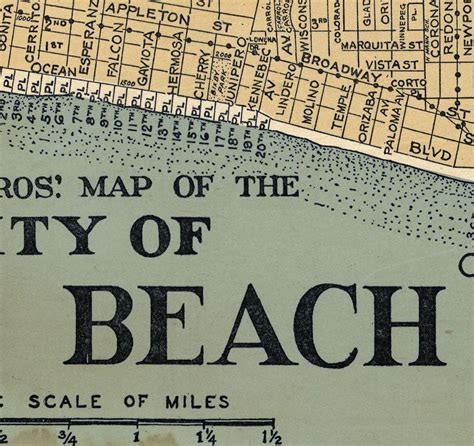 Old Map Of Long Beach California 1920 Vintage Map Wall Map Print