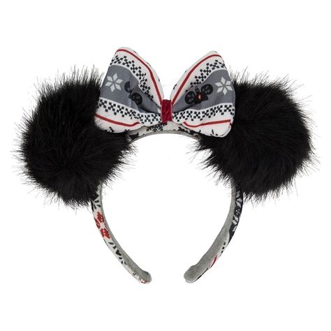 Product Image Of Minnie Mouse Fuzzy Holiday Ears Headband For Adults