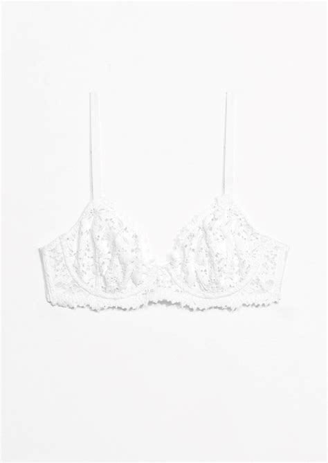 Other Stories Image Of Floral Lace Underwire Bra In White Straw