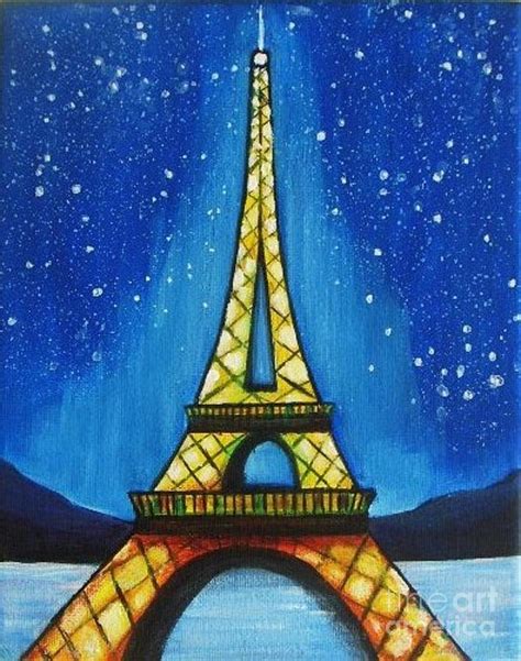 Eiffel Tower In Starry Night Painting By Vesna Antic