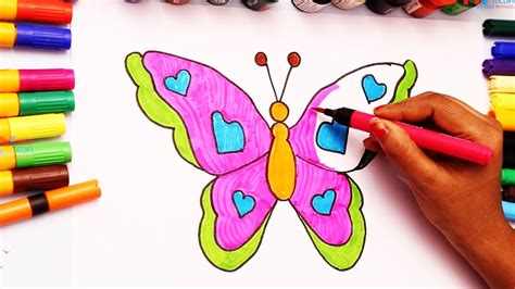 For the beginners also, drawing butterfly. Teach Children How to Draw Butterfly Learning Colouring ...