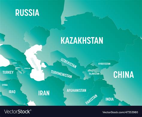 Central Asia Detailed Political Map With Lables Vector Image