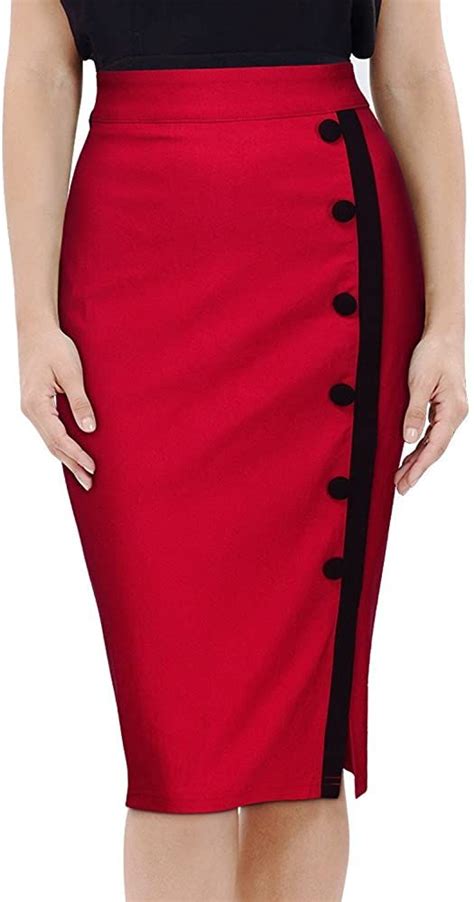 phyllisoo women s vintage navy style split side wiggle pencil skirt red xx large at amazon women