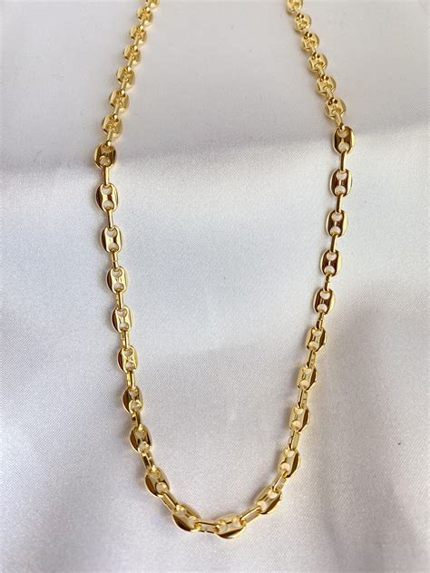 Gucci Puff Layer Necklace 18k Gold Filled Chain Mariner Etsy