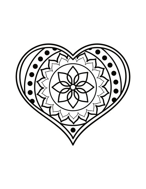 Free Heart Shaped Mandala Coloring Page Download In Pdf Illustrator