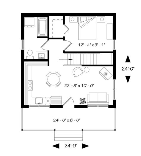 Cottage Style House Plan 1 Beds 1 Baths 576 Sqft Plan 23 2300