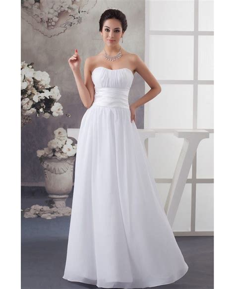 Simple White Chiffon Strapless Long Wedding Dress Op4796 146