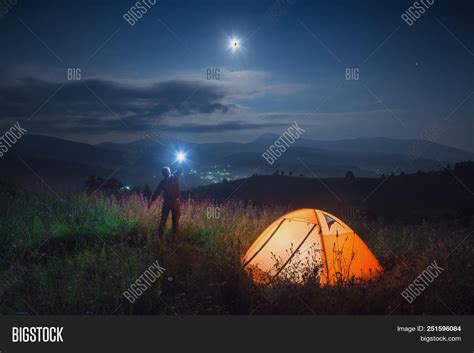 Man Hiker Flashlight Image And Photo Free Trial Bigstock