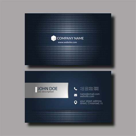 Dark Blue Business Card Template Vector 02 Welovesolo
