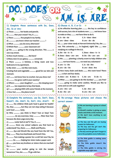 Do Does Or Am Is Are Worksheet P6 Learn English Vocabulary