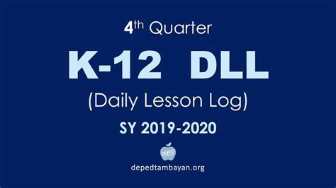 Th Quarter K Dll Daily Lesson Log Sy