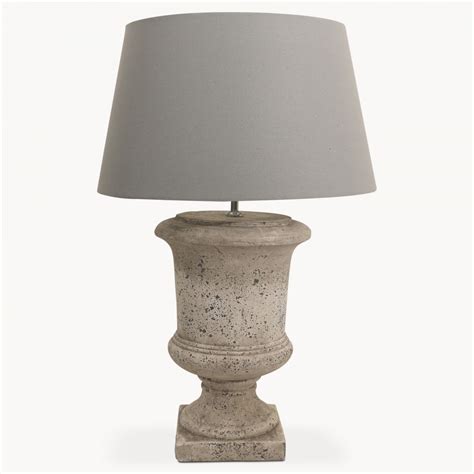 Birkdale Stone Urn Lamp With Grey Shade Lighting One World