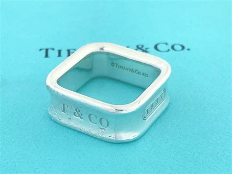Authentic Tiffany And Co Sterling Silver 1837 Cushion Square Ring Band