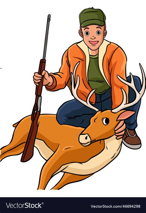 Deer Hunting Cartoon Colored Clipart Royalty Free Vector