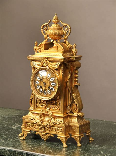 Nice Late 19th Century Gilt Bronze Mantle Clock Charles Cheriff Galleries