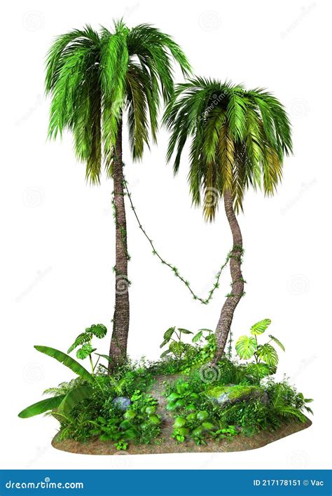 3d Rendering Palm Trees On White Stock Illustration Illustration Of
