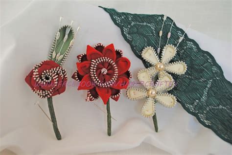 3 Zipper Flower Boutineers Zipper Flowers Zipper Crafts Crochet