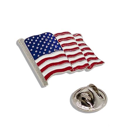 American Flag Lapel Pins Silver Waving Liberty Flags The American Wave
