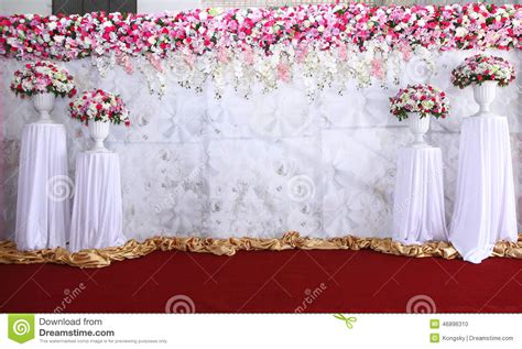 Pink And White Backdrop Flowers Arrangement Ready For