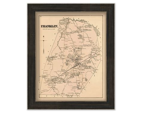 Town Of Franklin Massachusetts 1876 Map Replica Or Genuine Original