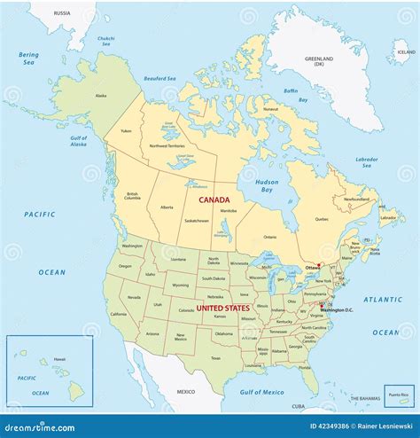 Mapa De Canadá Y De Estados Unidos Stock De Ilustración Imagen 42349386