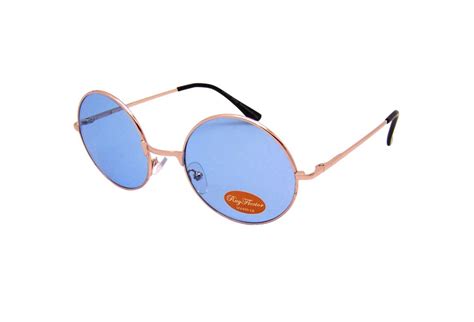 Blue Round Lennon Rayflector Sunglasses