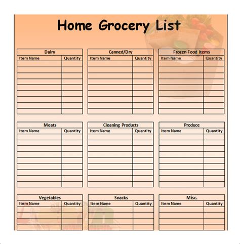 9 Grocery List Template Grocery List Excel Templates Caden Chavez