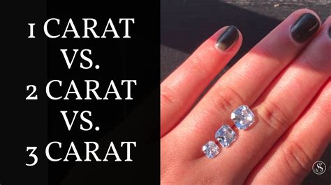 Diamond Carat Size Comparison 1 Carat Vs 2 Carat Vs 3 Carat Asscher