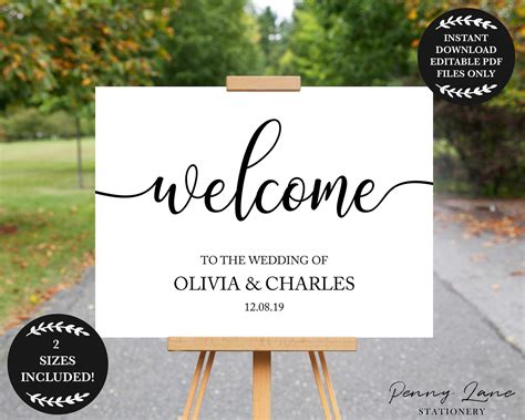Editable Pdf Printable White Welcome Sign Welcome Board Etsy