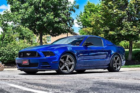 Ford Mustang S197 Blue With American Racing Ar920 Blockhead Aftermarket